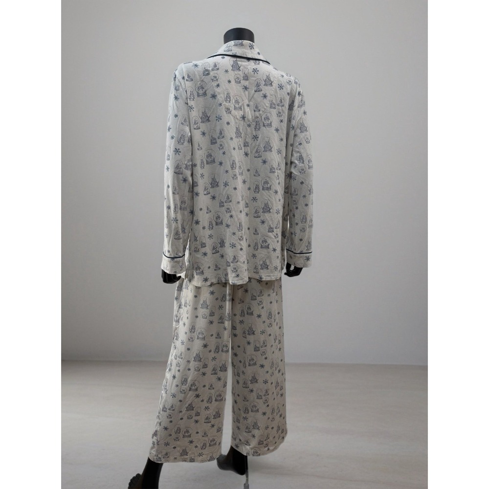 Soma Pajama Set XL Winter Snow Globe Print Button Up Top Pants - Picture 3 of 12